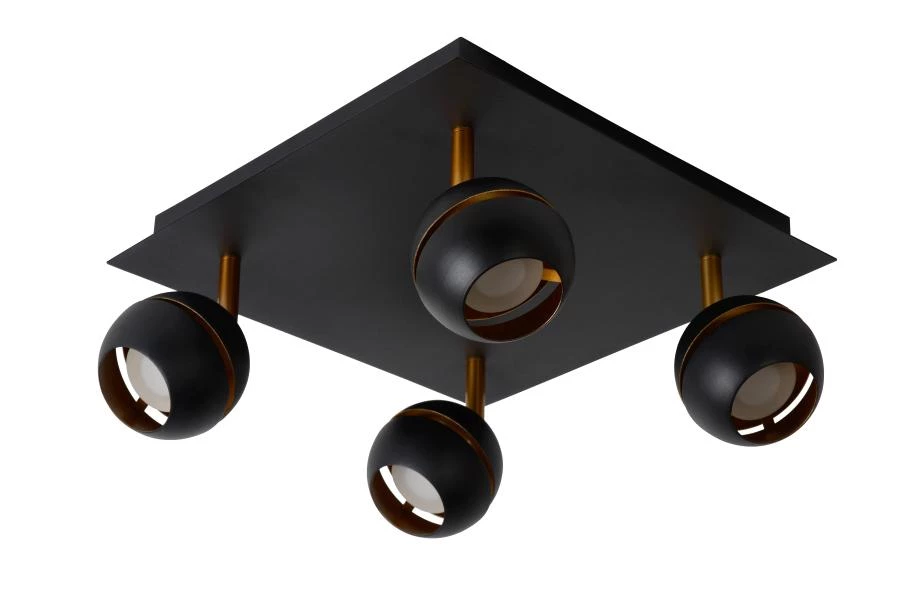 Lucide BINARI - Plafondspot - LED - 4x4,5W 2700K - Zwart - uit